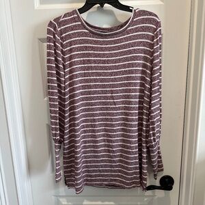 NWT Ann Taylor burgundy & white stripe long sleeve medium